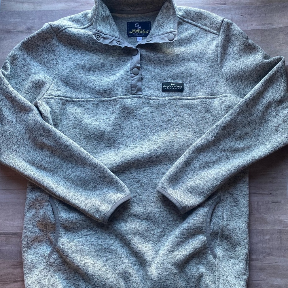Simply Southern Heathered Gray Pullover/Sweatshirt - Size:Large